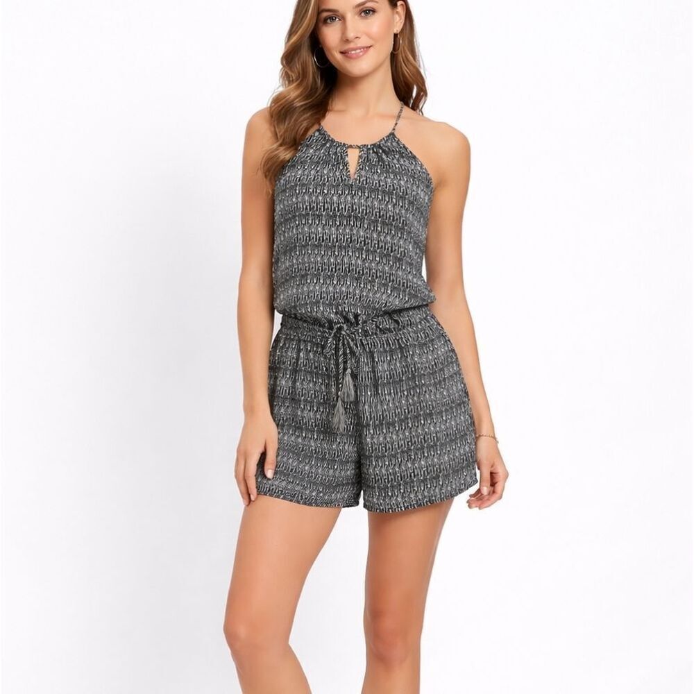 Jasmine & Juliana Black and White Halterneck Romper Size 8